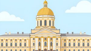Современная иллюстрация концепции индивидуальных экскурсий по Санкт-Петербургу в 2026 году от компании Экскурсии Окадолина